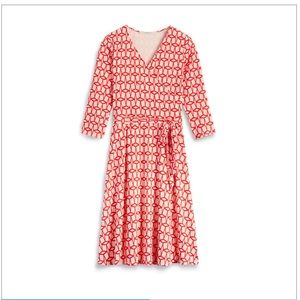 Geometric shapes faux wrap dress